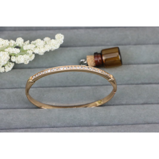 Elegant Rose Gold Bangle with Sparkling Stone Line Detailing, XPBL0441 (2045-1)