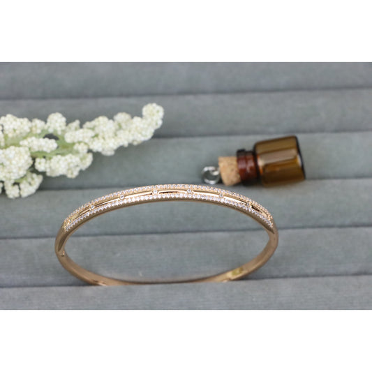 Elegant Dual Row Diamond-Cut Rose Gold Bangle for Women, XPBL0442 (2045-2)