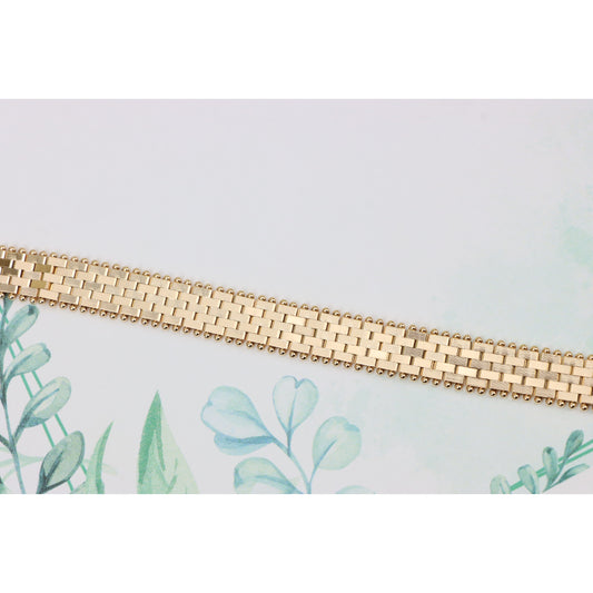 Wide Rose Gold Bracelet with Textured Interlink &amp; Ball Edge Design, XPBL0873 (2088-2)