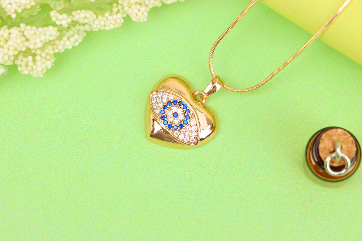 Heart Shape Evil Eye Pendant in Rose Gold Finish, XPPT1576 (2145-6)