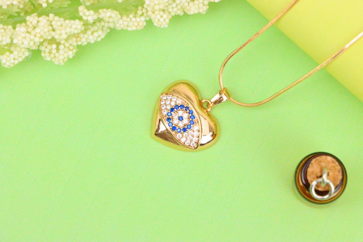 Heart Shape Evil Eye Pendant in Rose Gold Finish, XPPT1576 (2145-6)