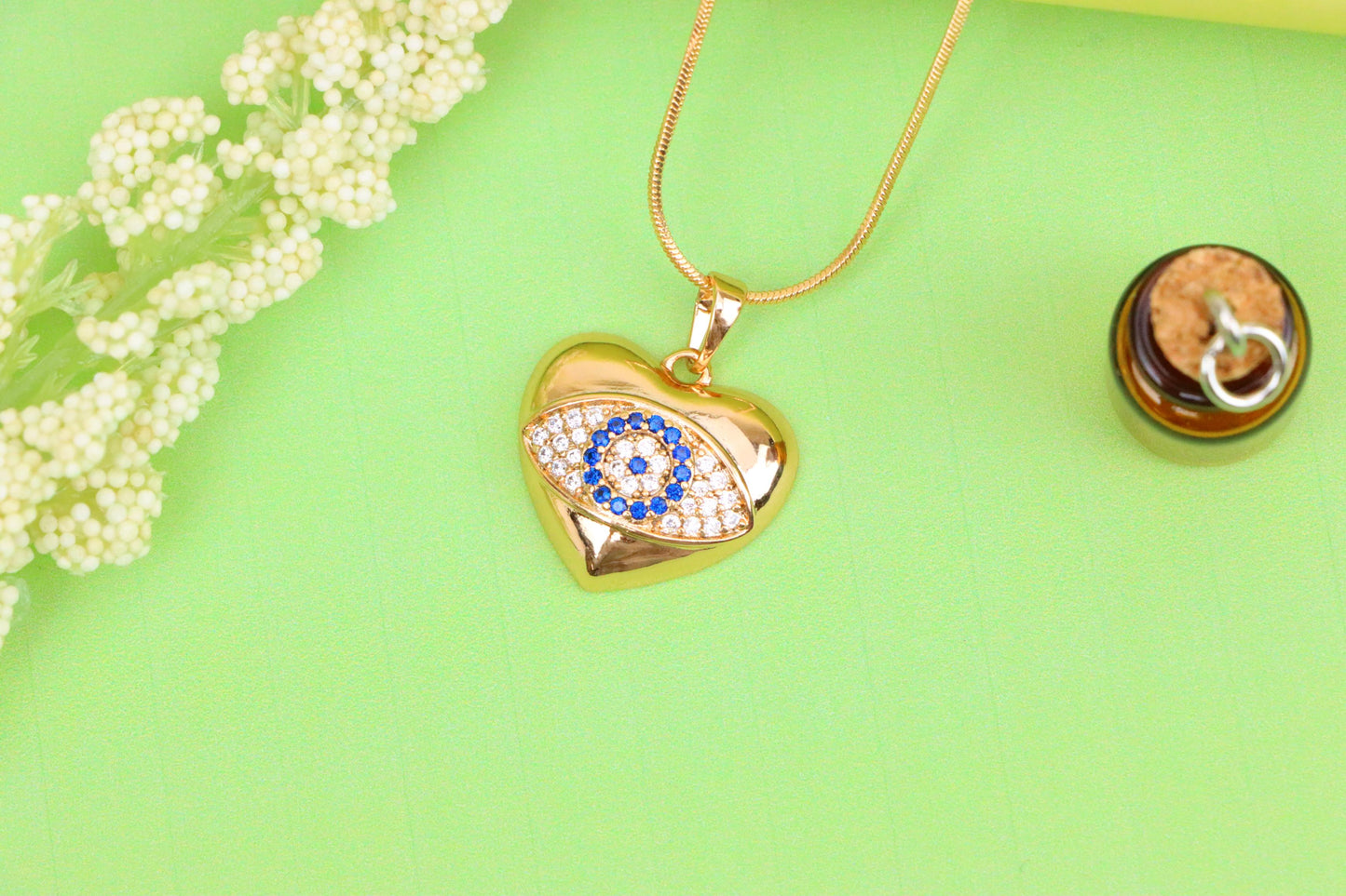 Heart Shape Evil Eye Pendant in Rose Gold Finish, XPPT1576 (2145-6)