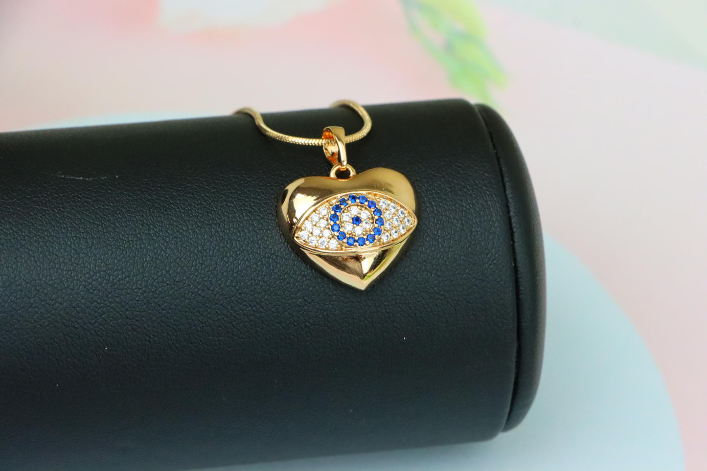 Heart Shape Evil Eye Pendant in Rose Gold Finish, XPPT1576 (2145-6)