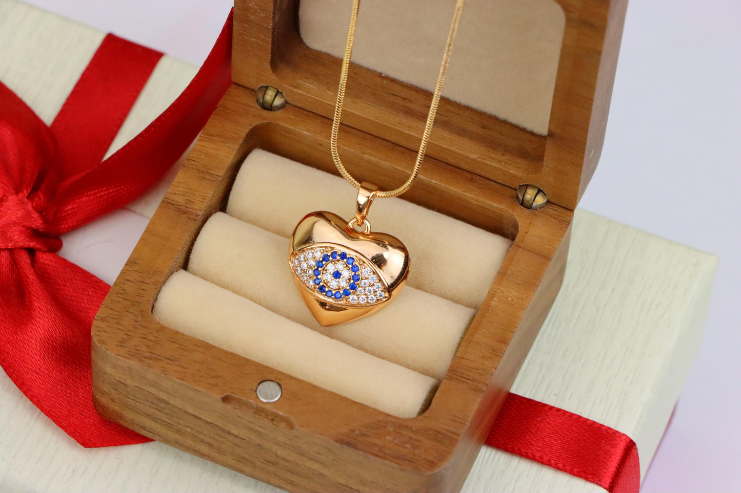 Heart Shape Evil Eye Pendant in Rose Gold Finish, XPPT1576 (2145-6)