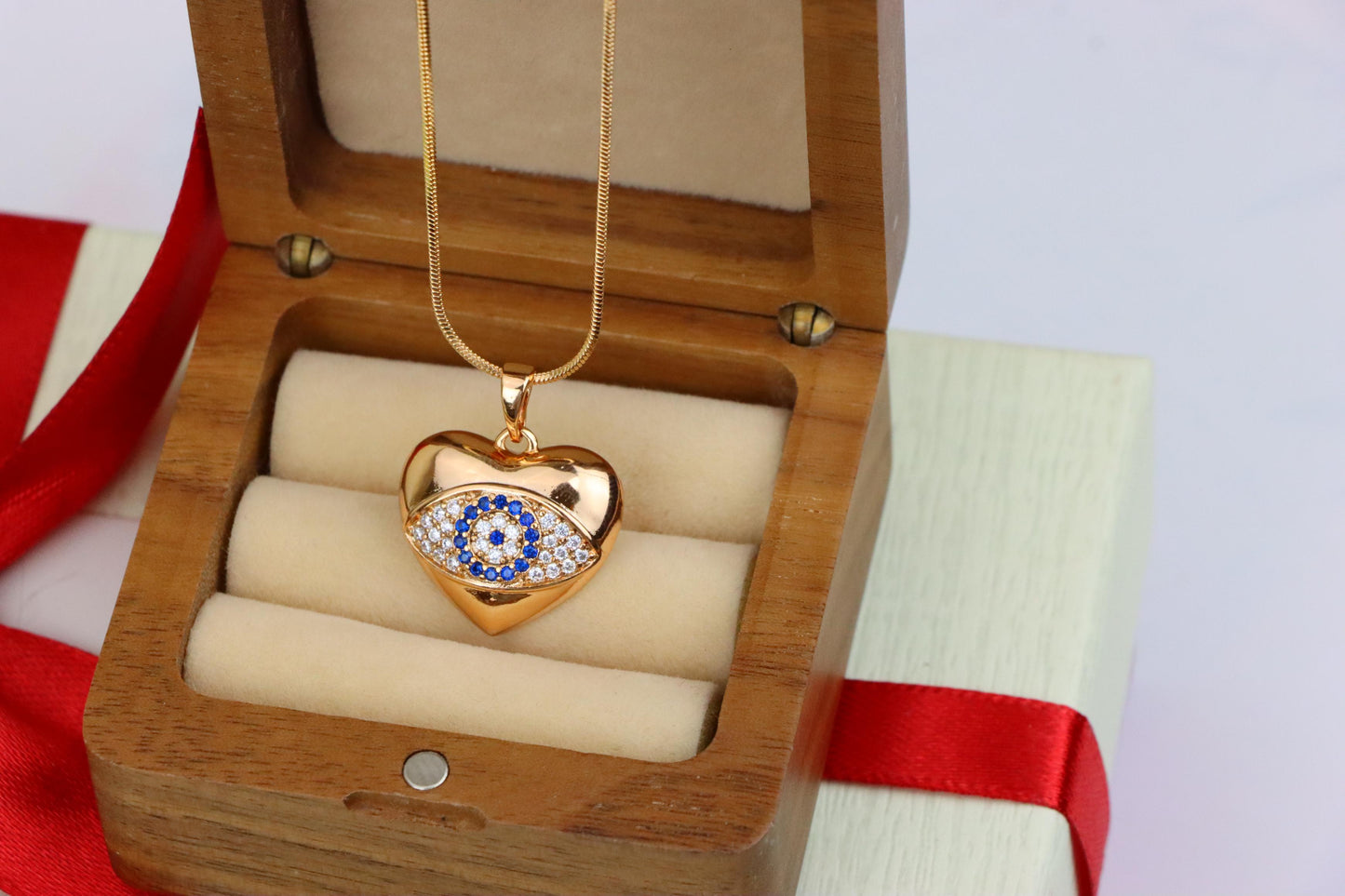 Heart Shape Evil Eye Pendant in Rose Gold Finish, XPPT1576 (2145-6)