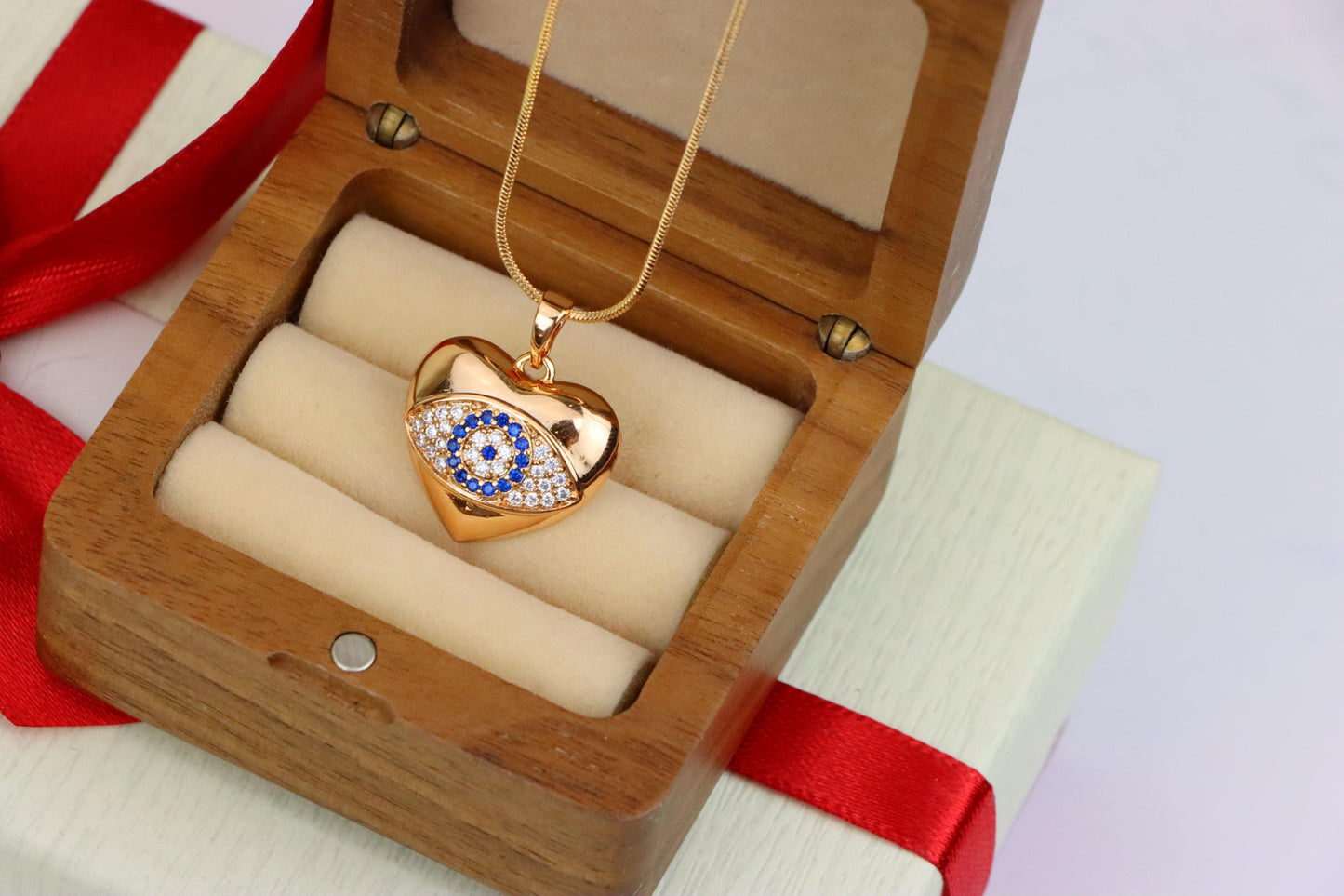 Heart Shape Evil Eye Pendant in Rose Gold Finish, XPPT1576 (2145-6)