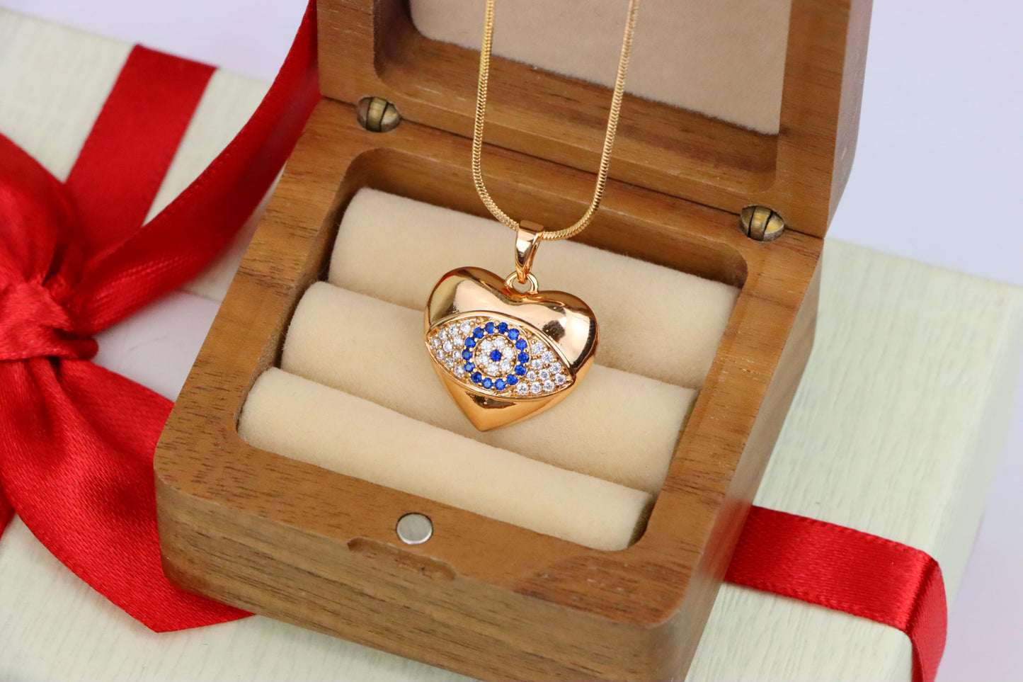 Heart Shape Evil Eye Pendant in Rose Gold Finish, XPPT1576 (2145-6)