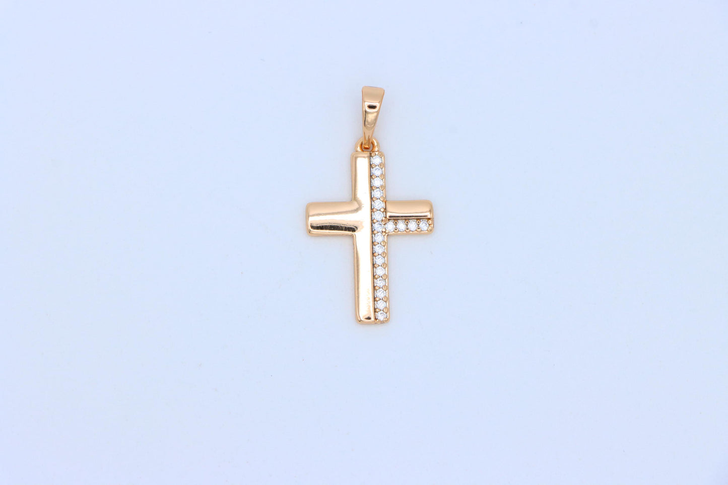 Crystal-Accented Cross Pendant in Rose Gold Finish, XPPT1577 (2145-7)