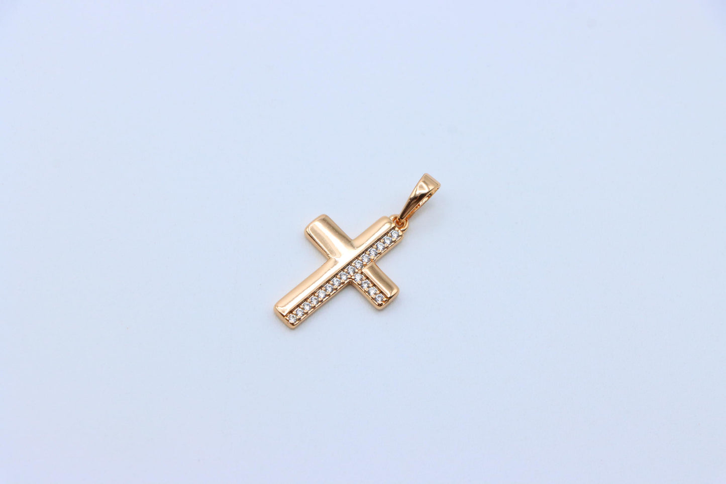 Crystal-Accented Cross Pendant in Rose Gold Finish, XPPT1577 (2145-7)