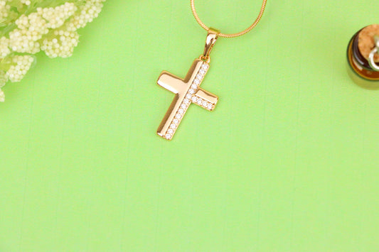 Crystal-Accented Cross Pendant in Rose Gold Finish, XPPT1577 (2145-7)
