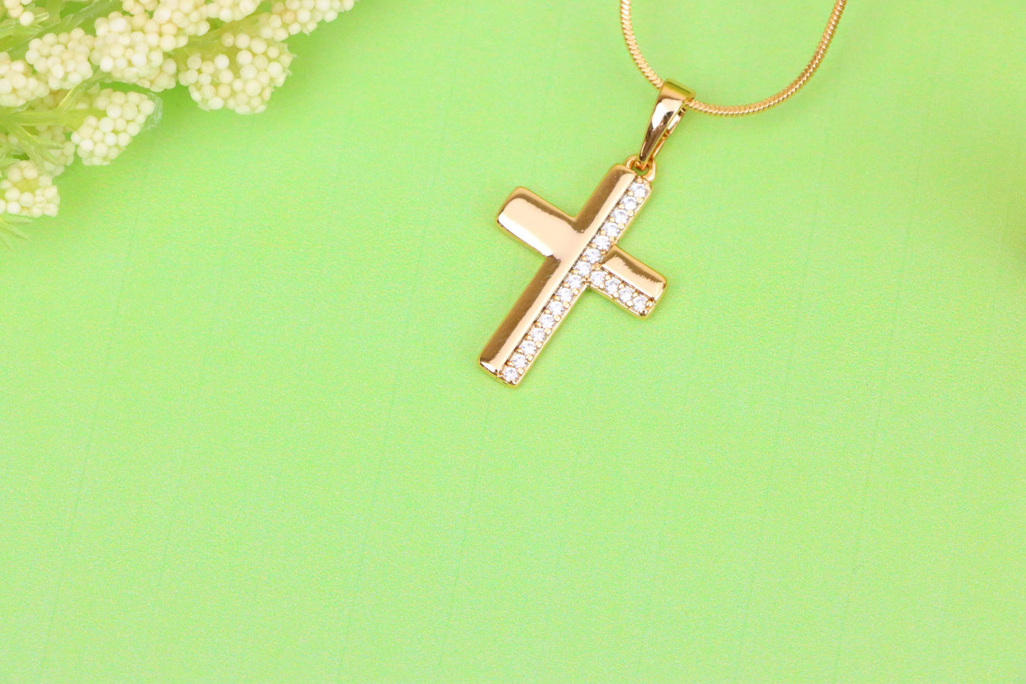 Crystal-Accented Cross Pendant in Rose Gold Finish, XPPT1577 (2145-7)
