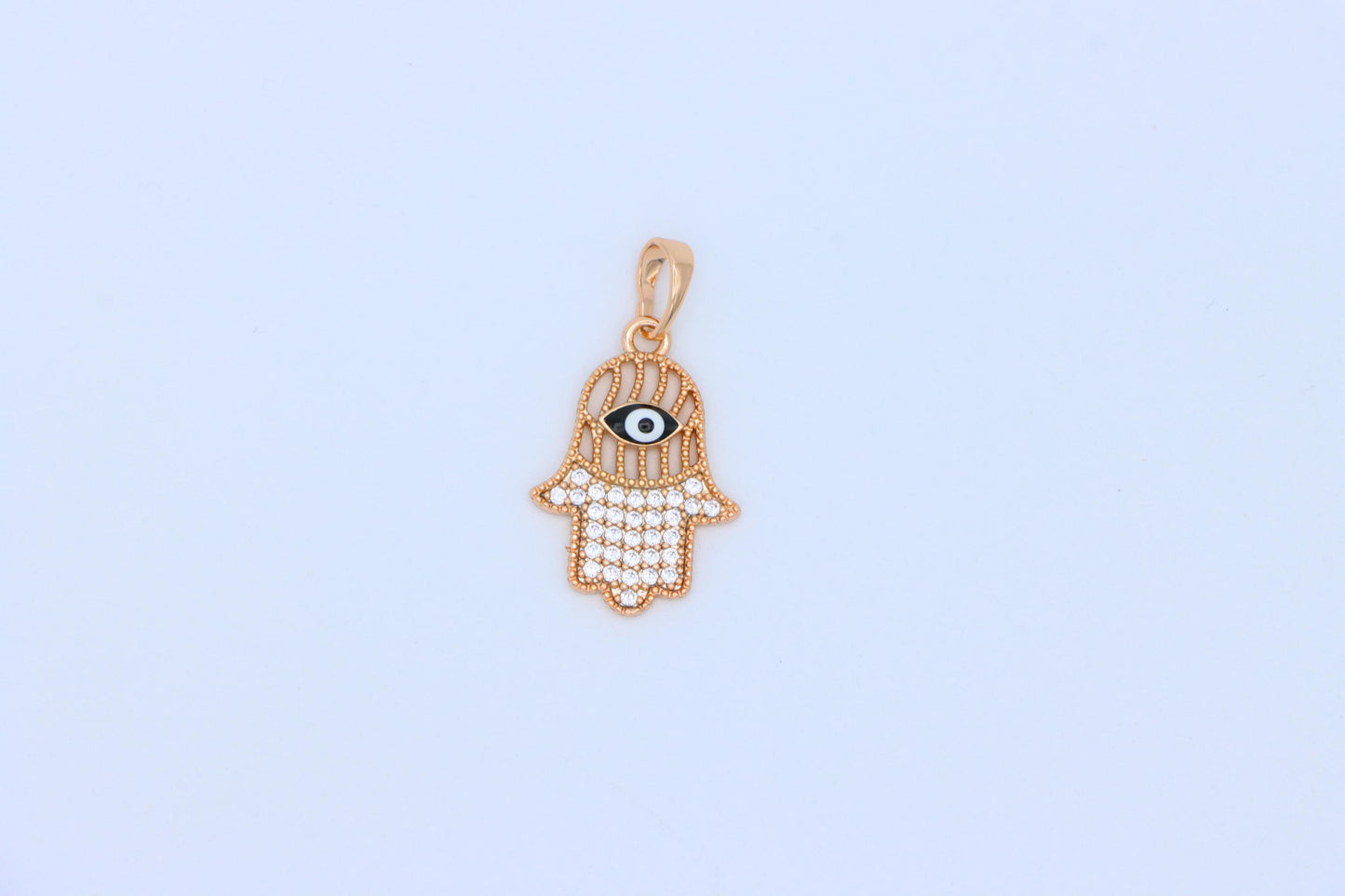 Hamsa Hand Rose Gold Pendant with Evil Eye, XPPT1578 (2145-8)