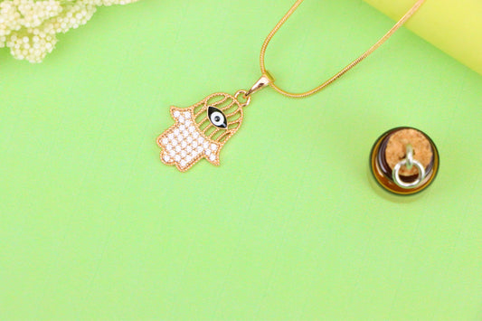 Hamsa Hand Rose Gold Pendant with Evil Eye, XPPT1578 (2145-8)