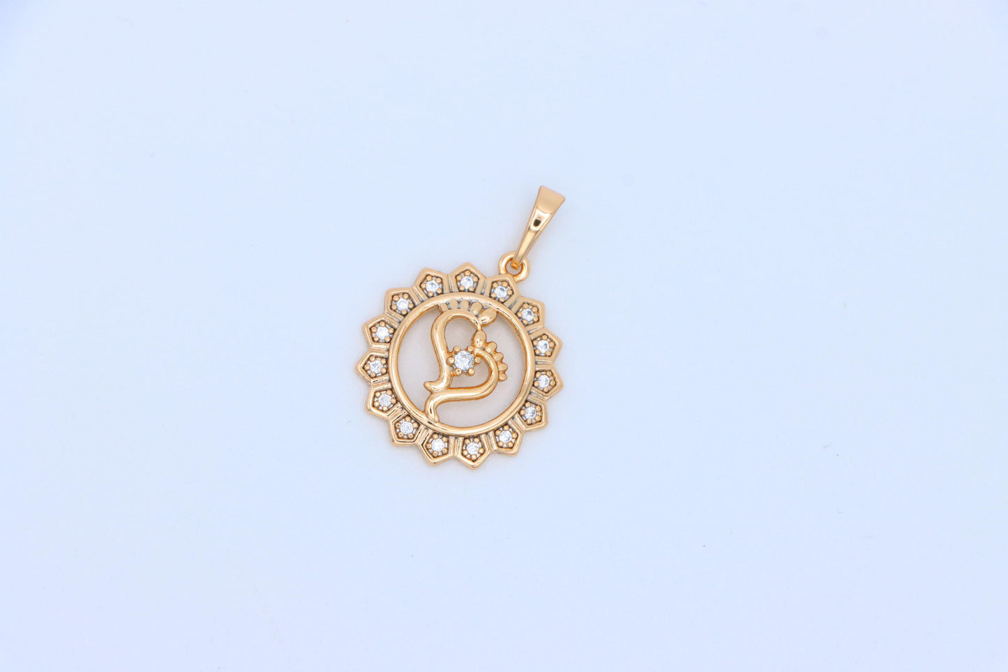 Rose Gold Krishna Flute Pendant with Crystal Border, XPPT1579 (2145-9)