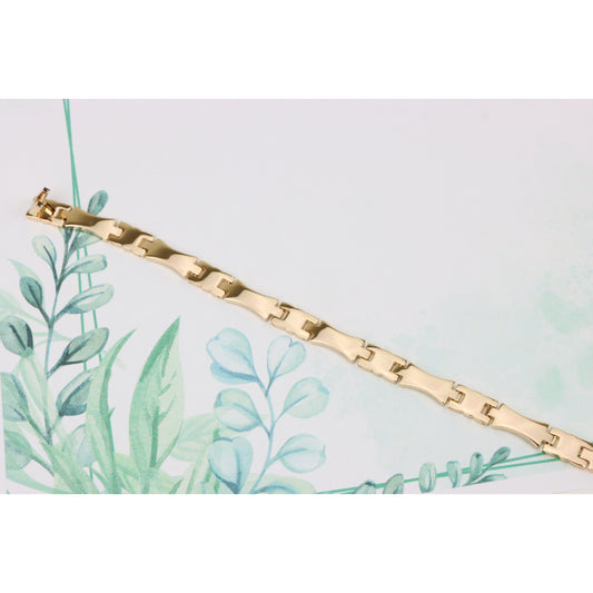 Glossy Rose Gold Bracelet with Modern Curved Link Design, XPBL0876 (2088-5)