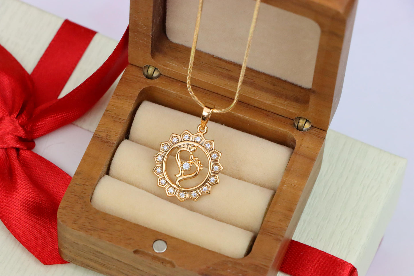 Rose Gold Krishna Flute Pendant with Crystal Border, XPPT1579 (2145-9)