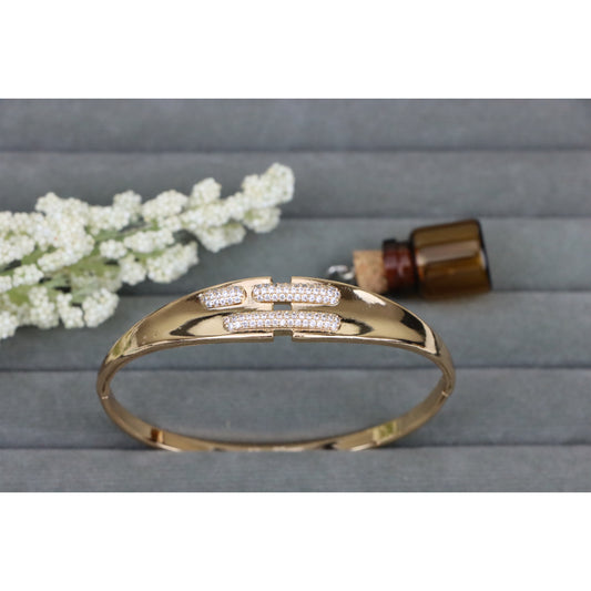 Rose Gold Bangle with Triple Bar CZ Detailing, XPBL0449 (2045-9)