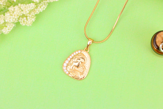 Woman Profile Rose Gold Pendant with Crystal Edge, XPPT1580 (2145-10)