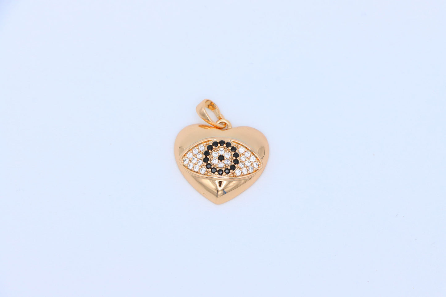 Heart Evil Eye Rose Gold Pendant with Crystals, XPPT1582 (2146-2)