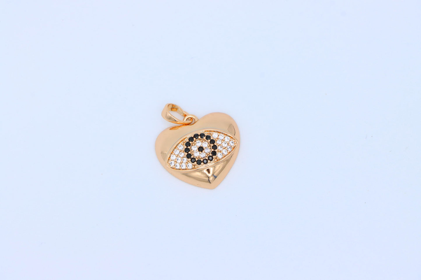 Heart Evil Eye Rose Gold Pendant with Crystals, XPPT1582 (2146-2)