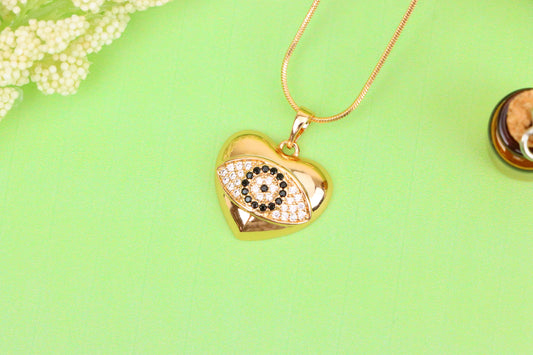 Heart Evil Eye Rose Gold Pendant with Crystals, XPPT1582 (2146-2)