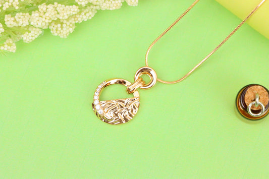 Textured Circle Rose Gold Pendant with Crystals, XPPT1583 (2146-3)