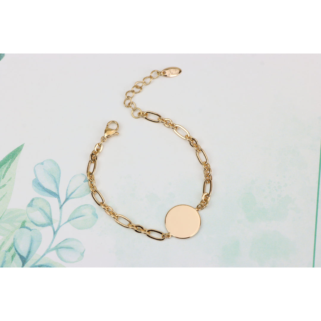 Elegant Rose Gold Chain Bracelet with Round Charm – Adjustable Fit, XPBL0879 (2088-8)