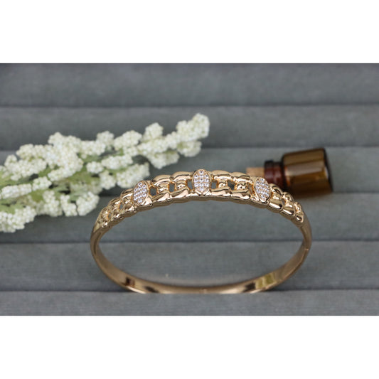 Elegant Rose Gold Bangle with Oval CZ Accents, XPBL0454 (2046-4)
