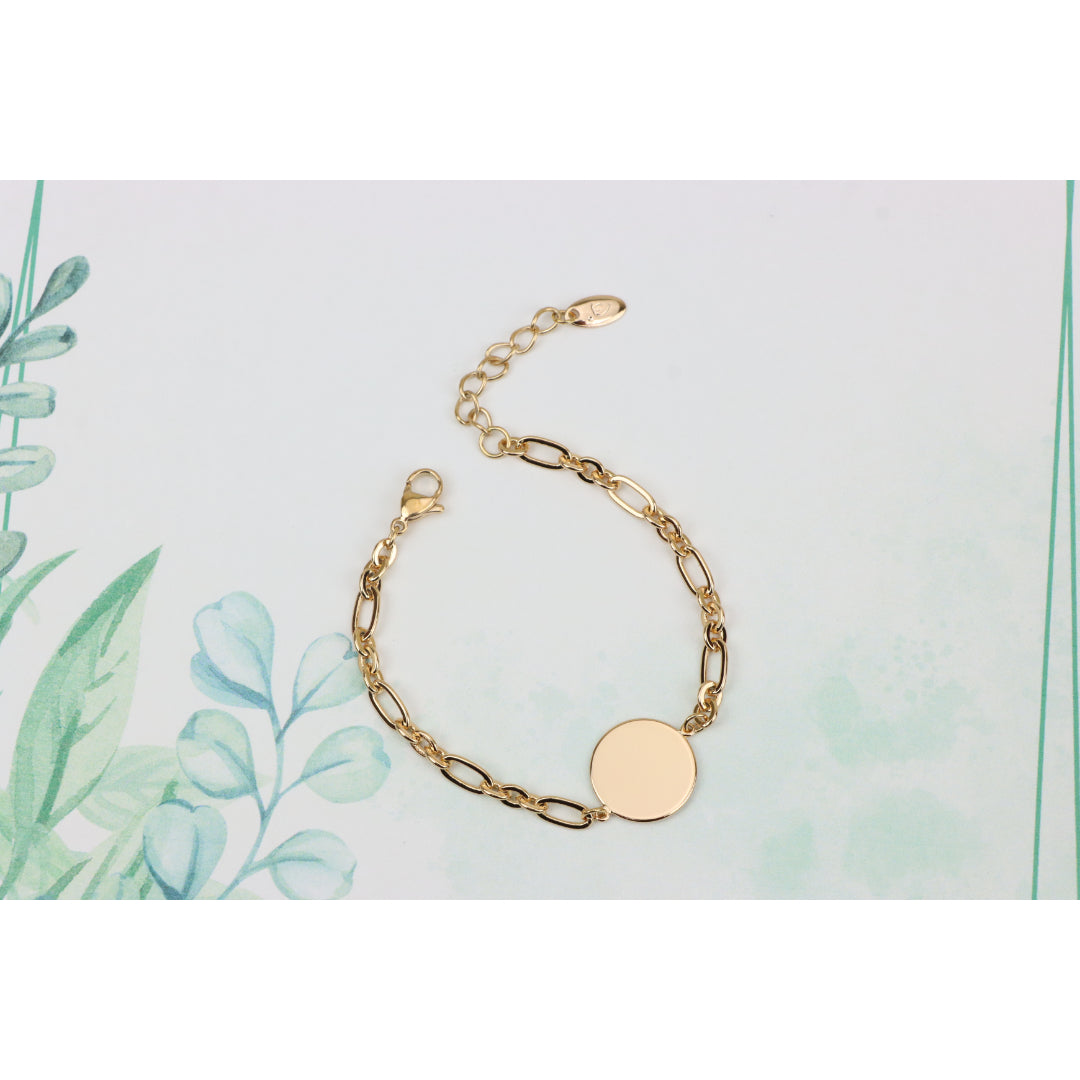 Elegant Rose Gold Chain Bracelet with Round Charm – Adjustable Fit, XPBL0879 (2088-8)