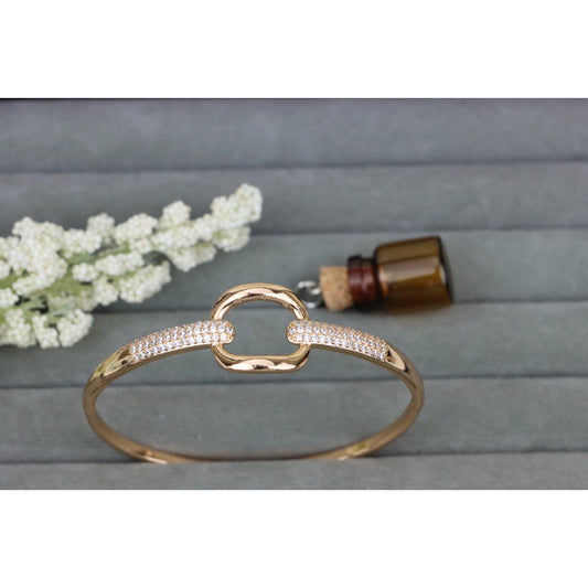 Elegant Rose Gold Bangle with Sparkling Circular Center Accent, XPBL0455 (2046-5)