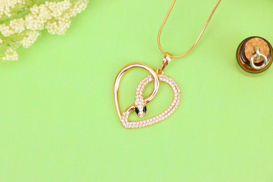 Rose Gold Heart Pendant with Crystal Snake Design, XPPT1587 (2146-7)