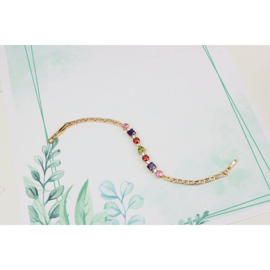 Rose Gold Bracelet with Colorful CZ Stones, XPBL0884 (2089-3)