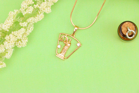 Lady Justice Rose Gold Pendant with Crystal Accents, XPPT1588 (2146-8)