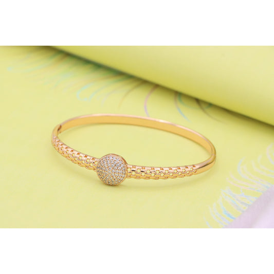 Elegant Rose Gold Bangle with Round Diamond-Crystal Centerpiece, XPBL0463 (2047-3)