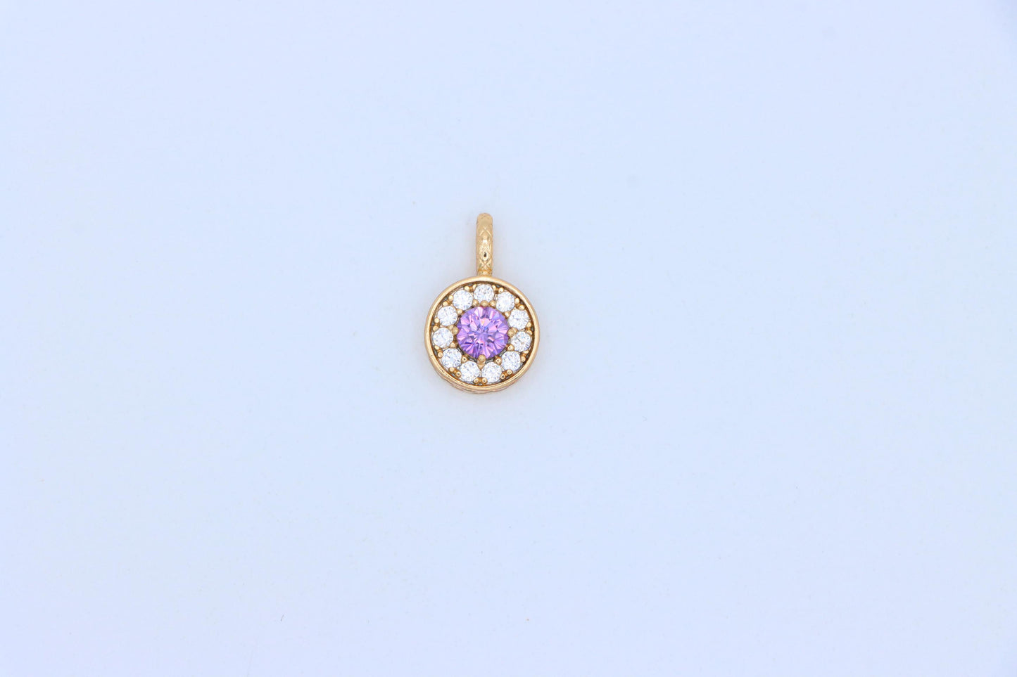 Round Purple Crystal Pendant in Rose Gold with Halo, XPPT1590 (2146-9)