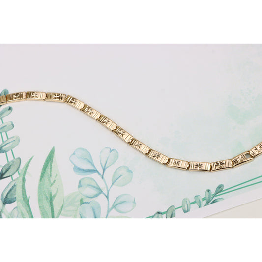 Rose Gold Bracelet with Star Design in Glossy Linked Segments, XPBL0886 (2089-5)