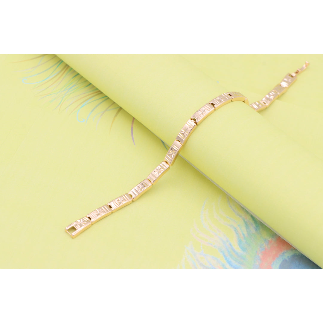 Rose Gold Bracelet with Star Design in Glossy Linked Segments, XPBL0886 (2089-5)