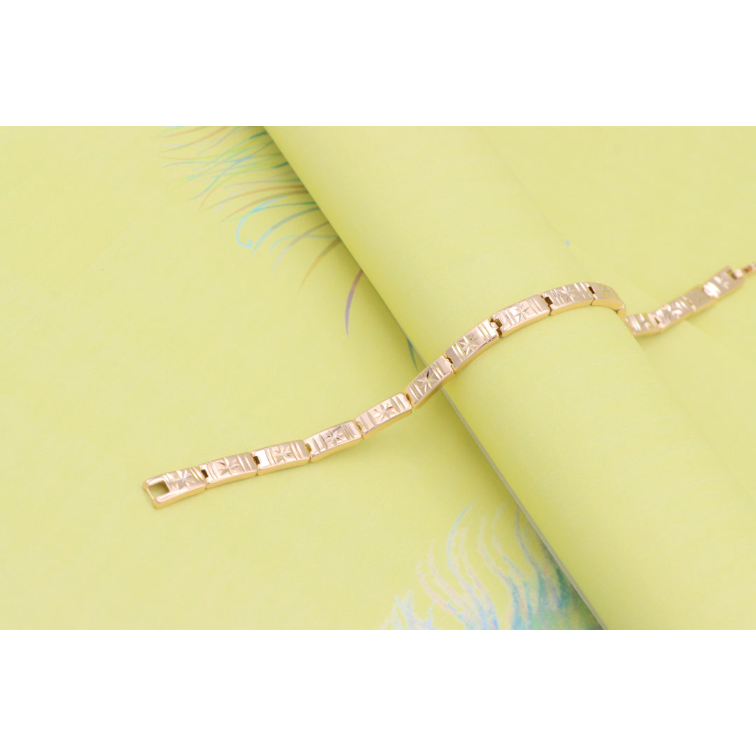 Rose Gold Bracelet with Star Design in Glossy Linked Segments, XPBL0886 (2089-5)