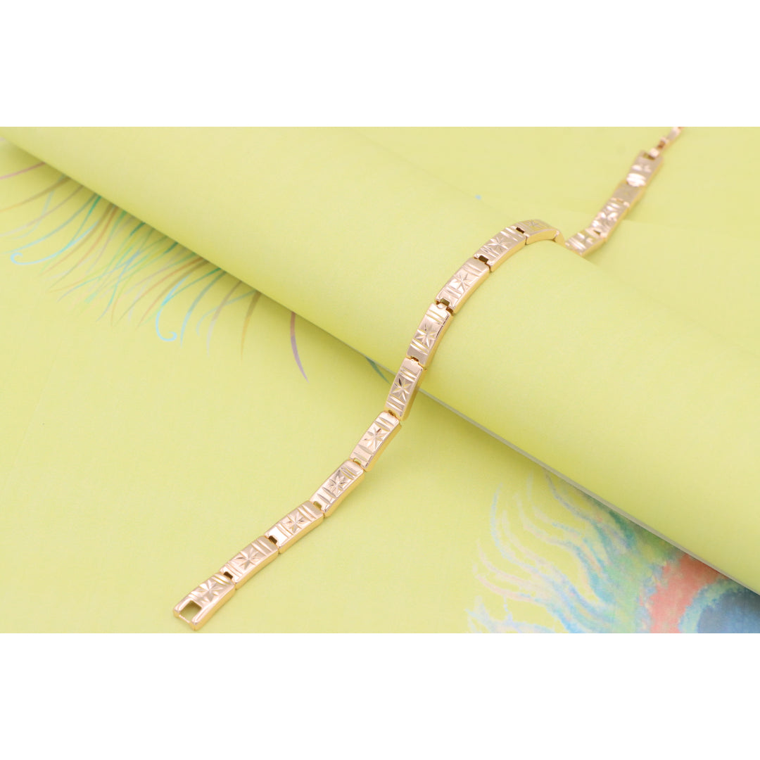 Rose Gold Bracelet with Star Design in Glossy Linked Segments, XPBL0886 (2089-5)