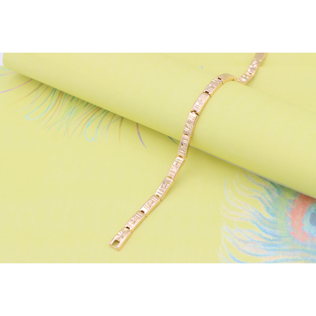 Rose Gold Bracelet with Star Design in Glossy Linked Segments, XPBL0886 (2089-5)