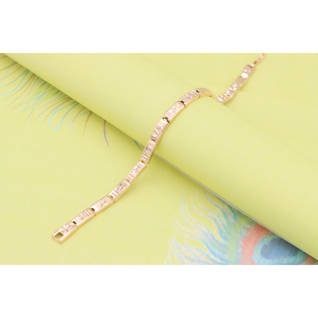Rose Gold Bracelet with Star Design in Glossy Linked Segments, XPBL0886 (2089-5)