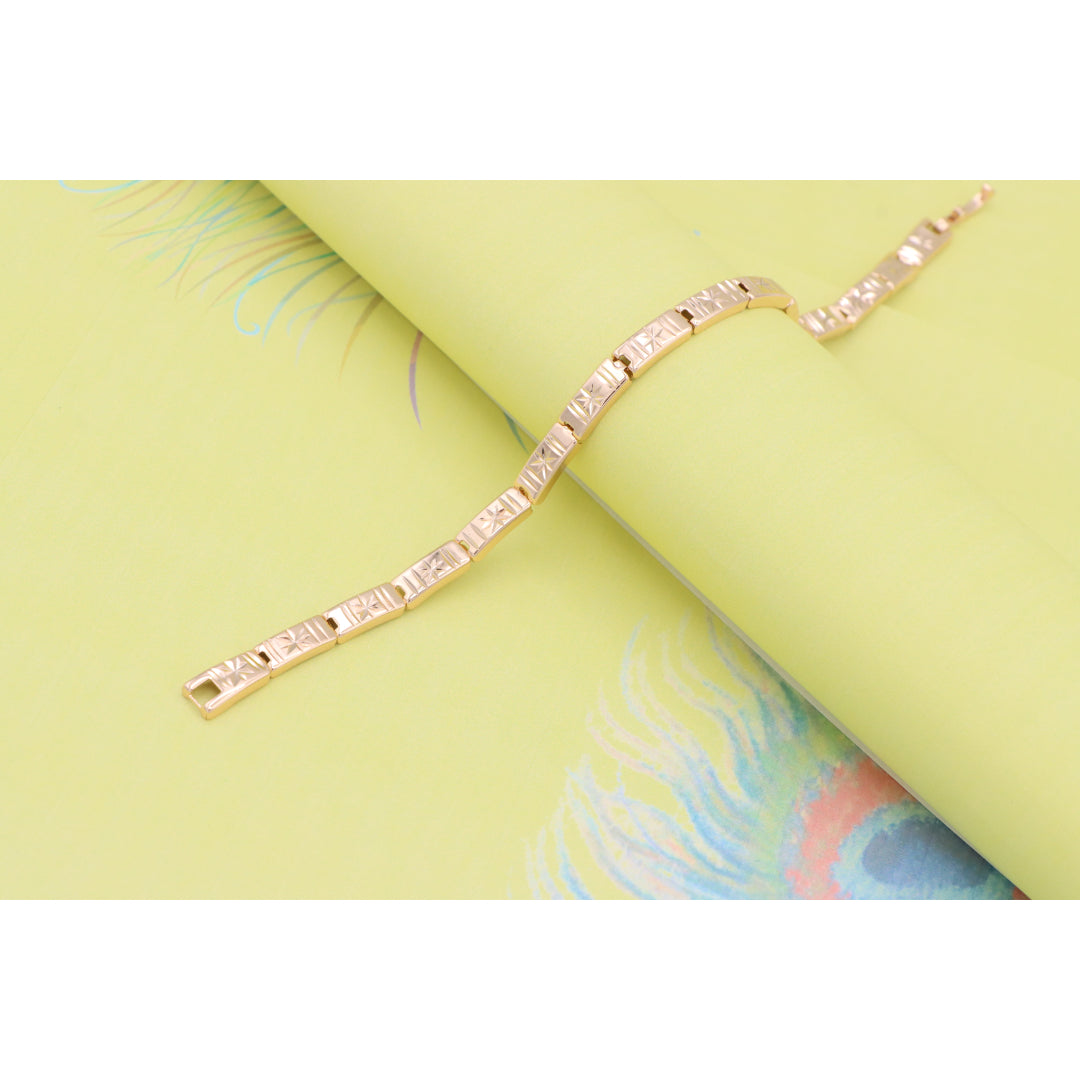 Rose Gold Bracelet with Star Design in Glossy Linked Segments, XPBL0886 (2089-5)