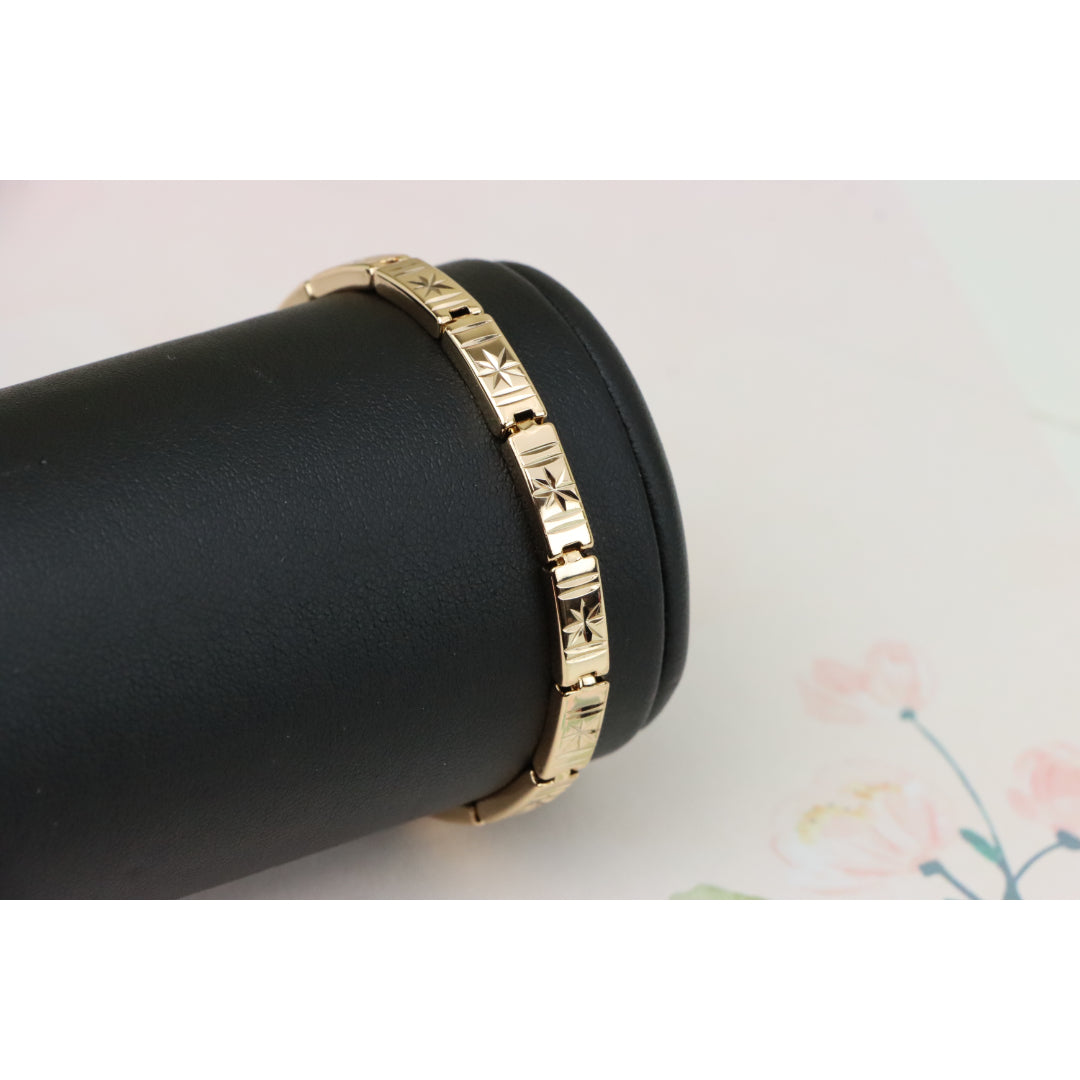 Rose Gold Bracelet with Star Design in Glossy Linked Segments, XPBL0886 (2089-5)