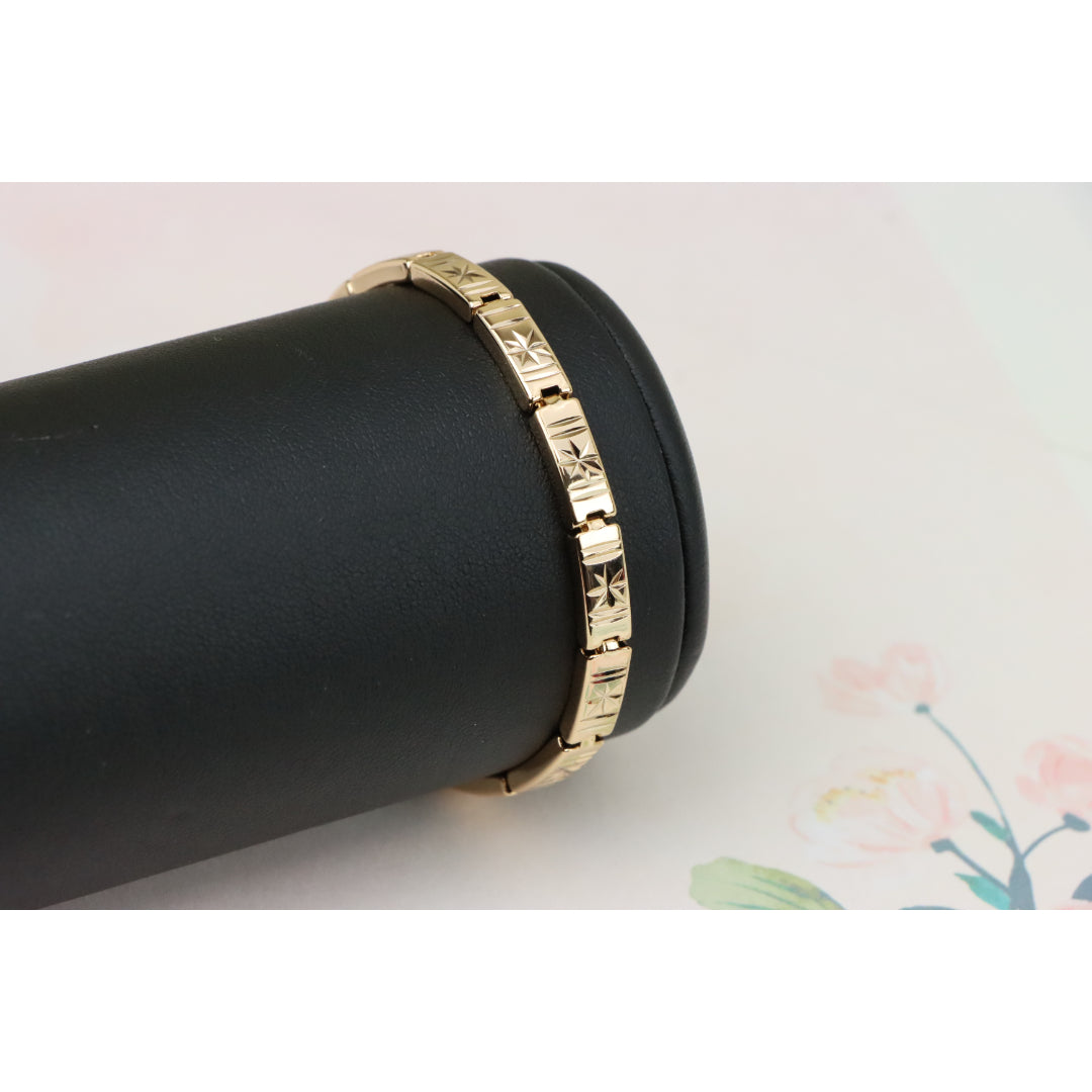 Rose Gold Bracelet with Star Design in Glossy Linked Segments, XPBL0886 (2089-5)