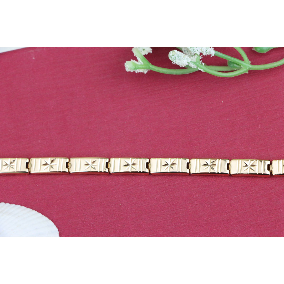 Rose Gold Bracelet with Star Design in Glossy Linked Segments, XPBL0886 (2089-5)