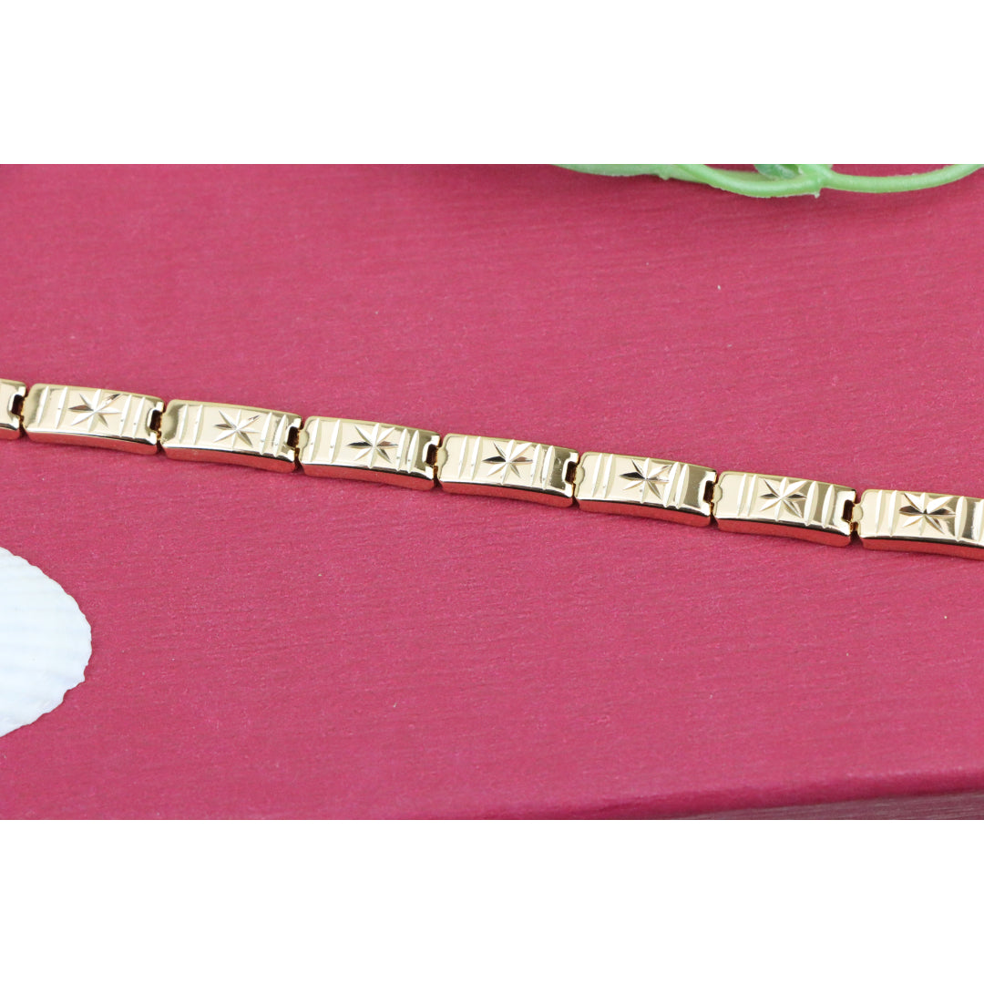 Rose Gold Bracelet with Star Design in Glossy Linked Segments, XPBL0886 (2089-5)