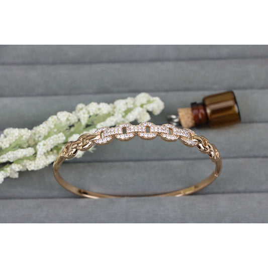 Rose Gold Bangle with Pave Link Design, XPBL0466 (2047-6)