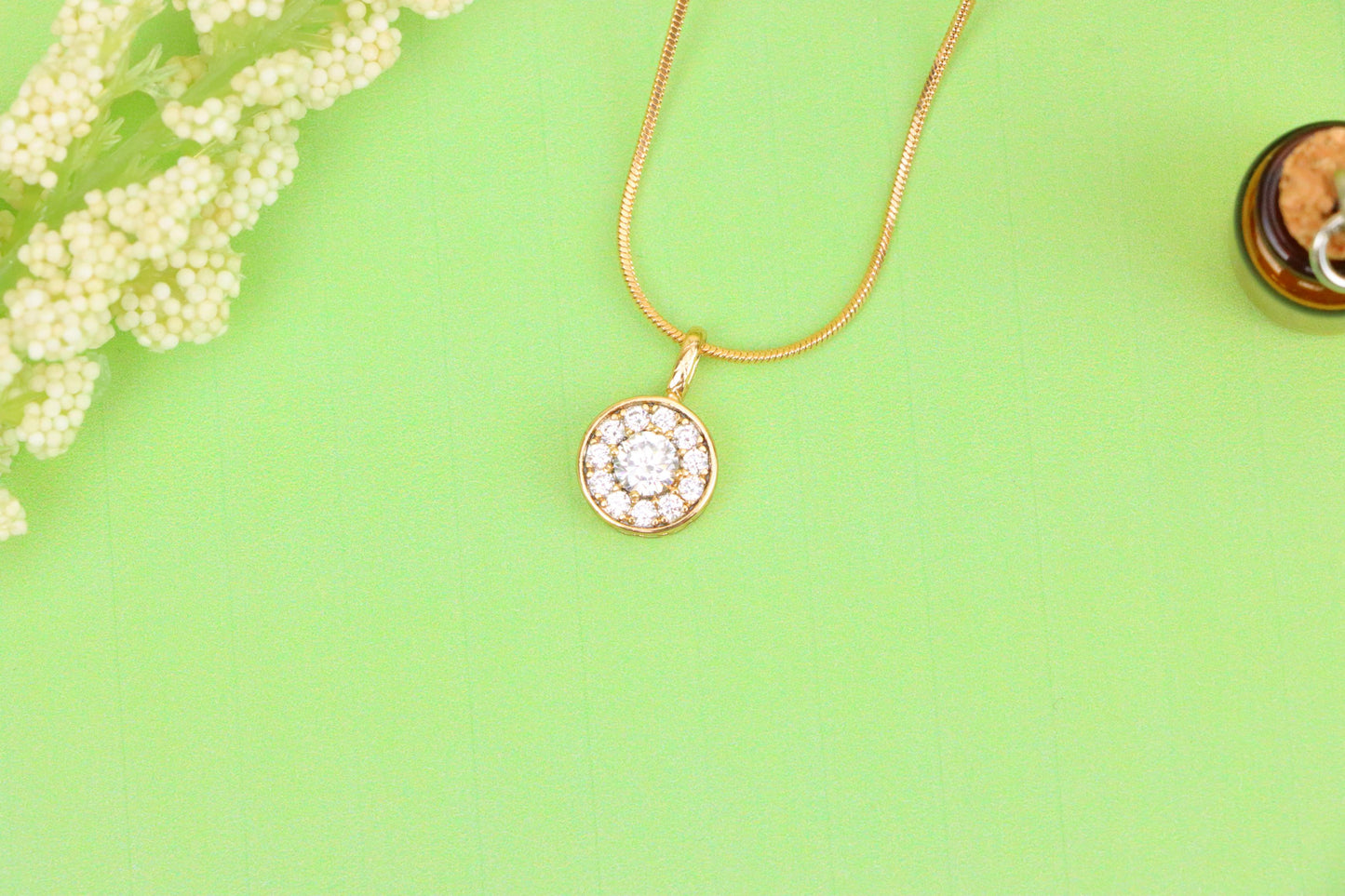 Round White Crystal Pendant in Rose Gold Finish, XPPT1591 (2146-9)