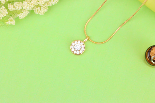 Round White Crystal Pendant in Rose Gold Finish, XPPT1591 (2146-9)