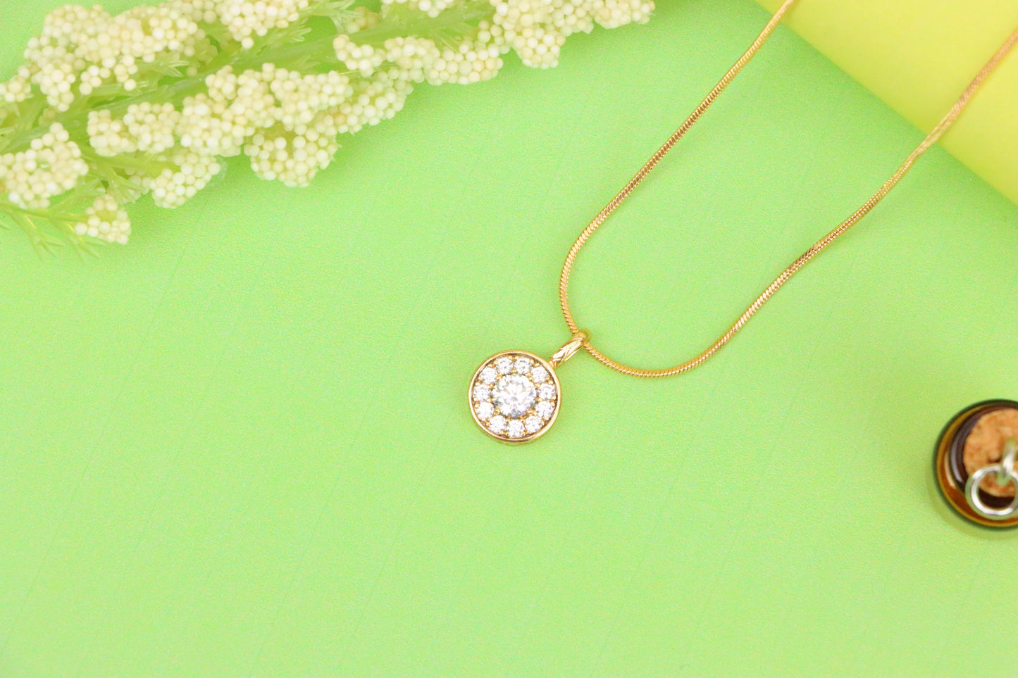 Round White Crystal Pendant in Rose Gold Finish, XPPT1591 (2146-9)